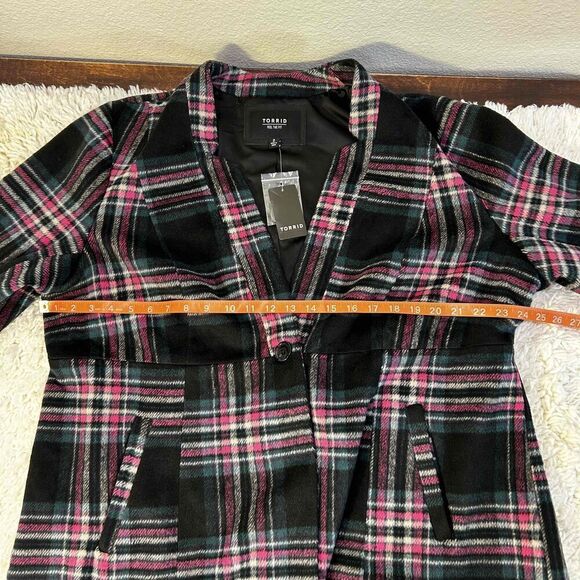 Torrid Womens Peacoat Coat Collared Long Sleeves Plaid Plus Size 2 - Picture 5 of 5